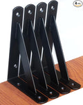 4 Pack L6 x H 4" Black Heavy Duty Shelf Brackets with Screws Metal Shelf Brackets Shelf Support Angle Brackets for Shelves L Brackets Heavy Duty Floating Shelf