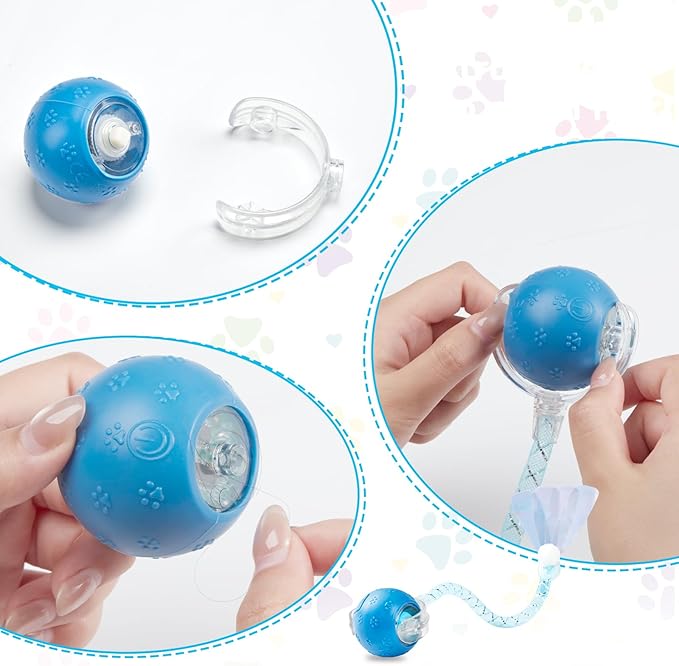 Interactive Cat Toys for Indoor Cats, Fast Rolling, Chirping, Motion Activated Automatic Cat Toy for Enrichment, Smart Cat Ball Toy 1 Count with 2 Tails and 3 Speed Adjustment, Blue