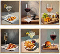 Set of 6 Trendy Cocktail Poster Martini and Cheese Crackers Prints Bar Cart Accessories Decor Retro Cocktail Wall Art Red Wine Canvas Room Decor Pictures for Apartment Dorm Unframed 12x16 inch
