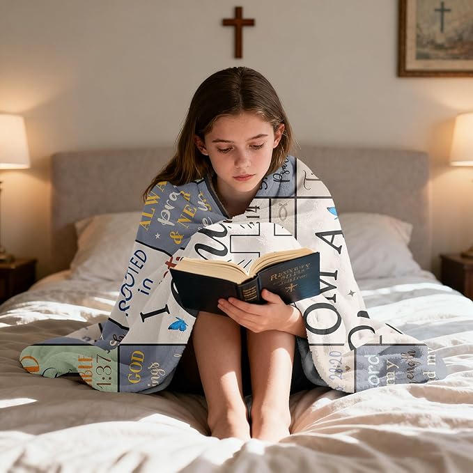 XALAZY Christian Gifts for Women, Religious/Inspirational Gifts for Women, Gifts for Christians, Baptism/Confirmation/Catholic Gifts for Girls/Sister/Friend, Christian Blanket 50" X 60"
