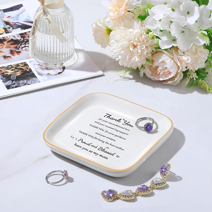 Gifts for Mom Birthday Mothers Day Xmas Gifts for Mothers from Daughter, Son, Child, Children - "I'm proud and blessed to have you as my mom. " Jewelry Dish Gifts for Stepmom/Bnous Mom/Mother in Law