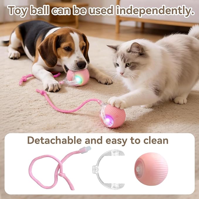 Upgraded Rechargeable Interactive Cat Toy Ball with Hunting Cover - Smart Automatic Rolling, Obstacle Avoidance, Indoor Exercise for Cats to Release Energy & Instincts (Green)