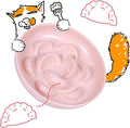 Unbreakable Slow Feeder Bowl - Melamine Puzzle Cat Bowl for Slow Eating - Cat Plates for Wet & Dry Food- Dishwasher Safe & Non Slip Design - (Pink, 1 Pack - 6.3" W*1.5H)