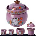 Mini Tea Cups,Cute Lucky Cat Cups,Small Tea Mugs,Porcelain Gongfu Tea set with 3 in 1,Tea Sets for Adults,Ceramic Tea Infuser Cup for Loose Leaf for Women/Tea Lovers/Birthday/Mother's Day (Purple)