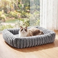 Cat Beds for Indoor Cats, Square Self Warming Cat Bed Orthopedic Pet Bed with Pillow Super Soft Rabbit Fur Small Dog Beds, Calming Plush Kitten Bed with Removable Washable Cover & Anti-Slip Bottom