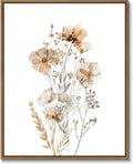 Neutral Watercolor Botanical Wall Art Vintage Floral Canvas Art Prints Orange Flower Plants Picture Minimalist Wall Decor Boho Artwork Framed for Girls Room Bedroom Living Room Decoration, 8"x10"x1Pcs