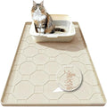 Silicone Cat Litter Mat, 34“ x 22” Waterproof Cat Litter Mats for Floors, Raised Edges Prevent Leaks and Make Cleaning Easy (Beige)