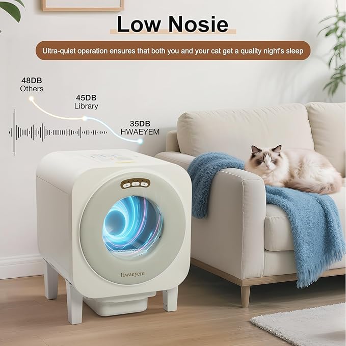 Self Cleaning Litter Box, 68L Large Capacity Automatic Cat Litter Box Self Cleaning for Multiple Cats, Automatic Litterbox with App Control Safety Protection Odor Removal