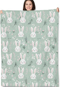 Bunny Rabbit Blanket Gifts - Cute Bunny and Floral Soft Fleece Throw Blankets - Perfect for Kids, Women,Girls, and Spring Decor - 50x60 Inches