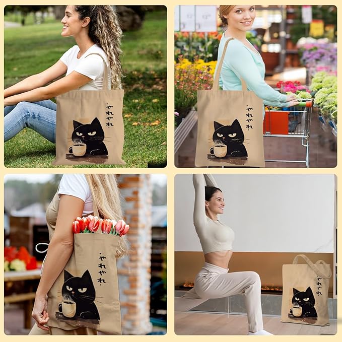 Hanamiya Na Tote Bag with Zipper Pockets, Tote Bag Reusable Shopping Grocery Bags Birthday Gifts for Women, Weekender Bags