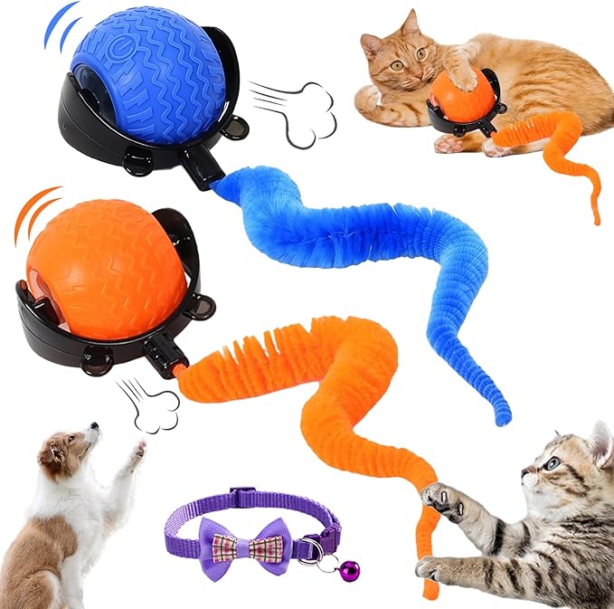 2026 New The Smart Wave Chase Ball, Revolutionary Smart Chase Ball 3.0, Interactive Fast Moving Ball with Tail, Automatic Cat Chase Balls Toy for Dog Cat Indoor Play (2PCS)