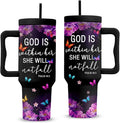 Christian Gifts For Women, Christian Tumbler 40 Oz, God Is Within Her She Will Not Fall, Christmas Inspirational Religious Cup For Women, Christmas Travel Coffee Tumbler