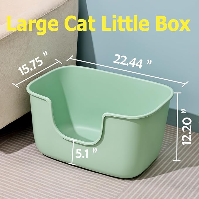 SpaceTime Extra Large Litter Box with High Sides,XL Low Entry Multi Cat Litter Pan for Kittens,Jumbo Litter Boxes for Big Cats,Anti-Splashing Cat Boxes for Indoor Cats,Open Top,Easy to Clean (Grey)