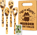 6 Pcs Funny Cute Cat Murder Vegetable Cutting Board with Spoons & Cleaning Sponge, Unique Cat Gifts for Cat Lover Women, Gifts for Christmas Birthday Housewarming, Black Cat Decor for Kitchen