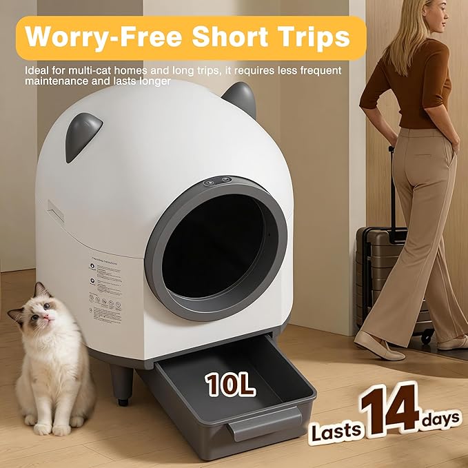 Automatic Self Cleaning Litter Box for Multiple Cats, Featuring 80L Large Capacity, APP Control, Safety Sensor & Odor-Free Waste Disposal, Includes 2 Roll Garbage Bags (Enclosed-Top)