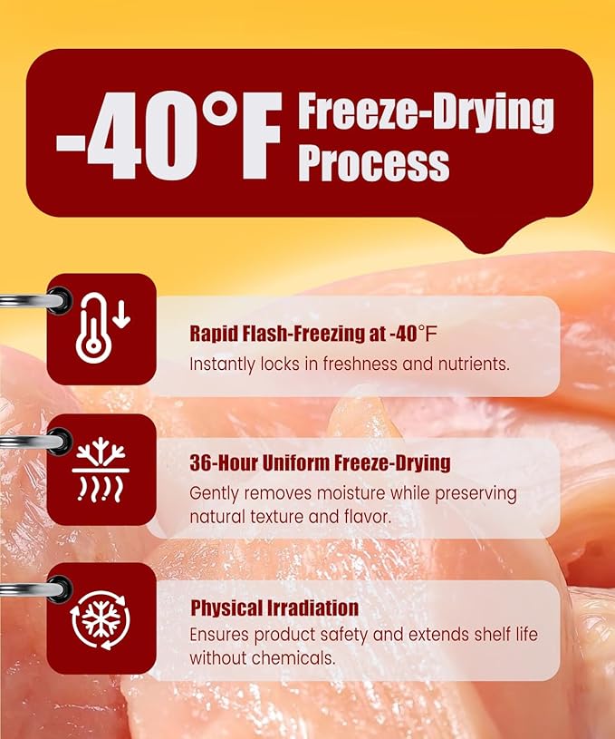 Freeze Dried Chicken Pet Treats for Dogs, Cats, Single Fresh Ingredient Training Treats, Food Topper, Rawhide Free Freeze Dried Chicken High Protein, 7oz