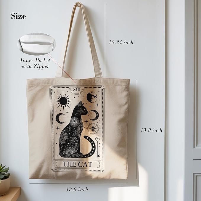 Pets Lover Gifts Tote Bag for Women, Dogs Cats Bee Aesthetic Canvas Bag with Inner Pocket