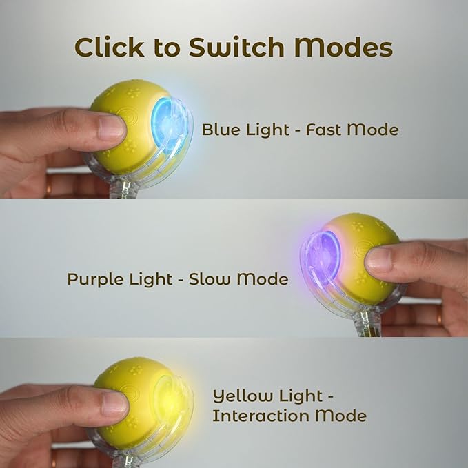 Automatic Interactive Cat Toy Ball, Motion Sensor, Self Rolling Smart Pet Toy for Indoor Cats & Kittens, Rechargeable Dog Toy Ball for Play, Exercise & Boredom Relief (Yellow1)