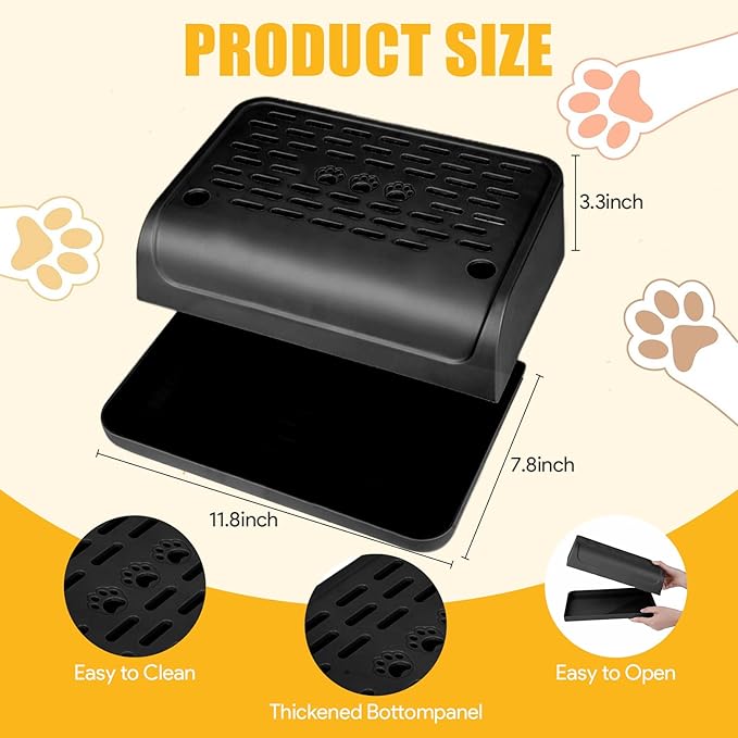 Litter Box Step, Cat Ramp for Litter Automatic Cat Litter Box Self Cleaning with Filter Function, Anti-Litter Tracking Pets Pedal Step Stool Litter Catcher Tray 11.8x8.7x3.9In(Black)