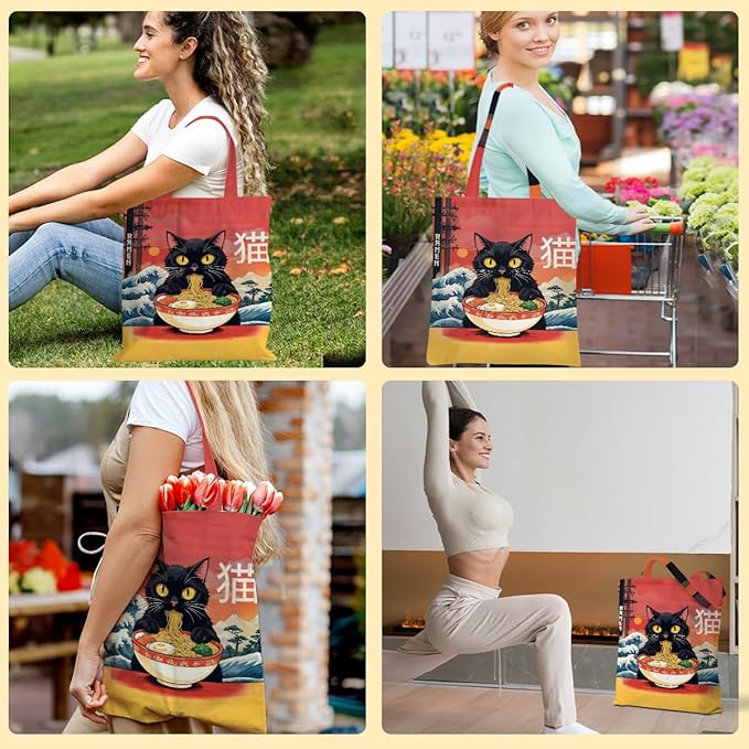 Hanamiya Na Tote Bag with Zipper Pockets, Tote Bag Reusable Shopping Grocery Bags Birthday Gifts for Women, Weekender Bags