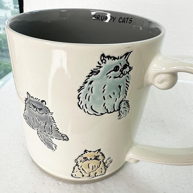 Cat Lovers Mug, Various Cute Kittens Pattern Mug, Cat Coffee Mug Funny Ceramic Tea Cup Novelty Gifts for Office and Home Women Girls Men, Dishwasher Microwave Safe (White, 17oz)