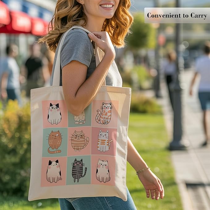 Pets Lover Gifts Tote Bag for Women, Dogs Cats Bee Aesthetic Canvas Bag with Inner Pocket