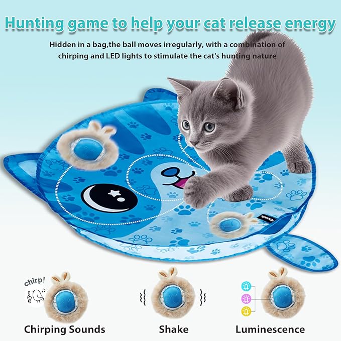 Interactive Cat Toy Electric Fast-Rolling Ball with Automatic Standby Active Mode Chirping LED Light with Sound Cat Hunting Toys for Indoor Cats