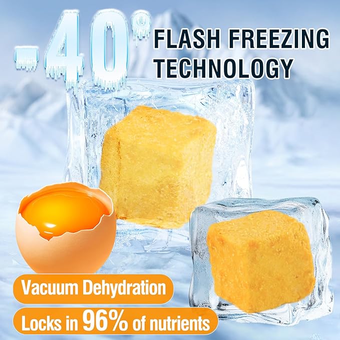 Freeze Dried Egg Yolk Cat & Dog Treats, Single Ingredient, Grain Free, Skin & Coat Health, Healthy Crunchy Rewards Perfect for Training, Food Topper for Cats & Dogs All Life Stages