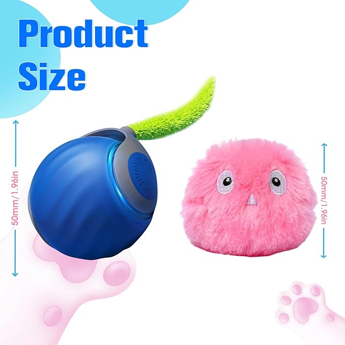 2 Pcs Cat Toy Ball, Speedy Sprint Balls and Chirping Ball, Cat Interactive Toy for Indoor, Kitty Kitten Catnip Exercise Toys