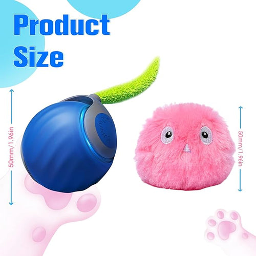 2 Pcs Cat Toy Ball, Speedy Sprint Balls and Chirping Ball, Cat Interactive Toy for Indoor, Kitty Kitten Catnip Exercise Toys