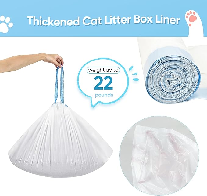 120 Count Cat Litter Box Liners for Robot 3 & 4 Heavy Duty Waste Drawer Liners, 25"×15" Automatic Self-Cleaning Litter Box Replacement Bags, 22 pound Capacity