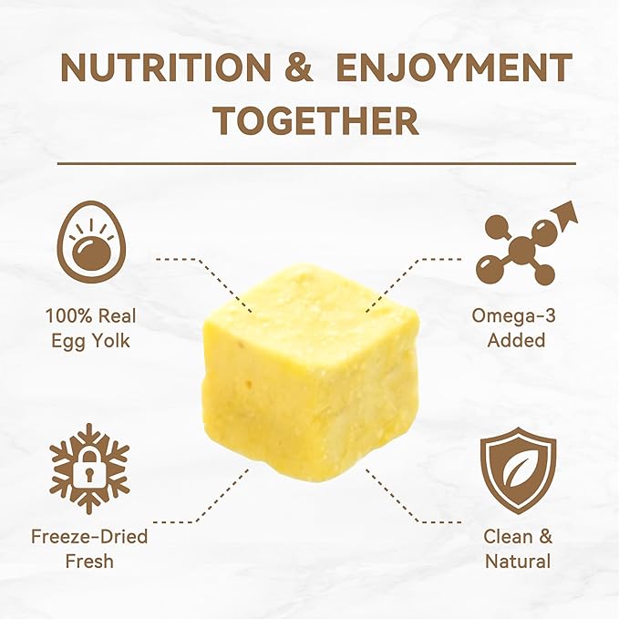Freeze-Dried Cat Treats, Simple Egg Yolk with Salmon Oil Added for Skin and Coat Support, 3.5 oz, Premium Cat Food Toppers and Snacks