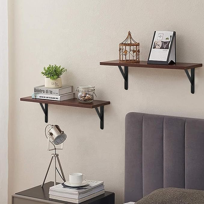 20 Pack L14 x H 10" Black Heavy Duty Shelf Brackets with Screws Metal Shelf Brackets Shelf Support Angle Brackets for Shelves L Brackets Heavy Duty Floating Shelf