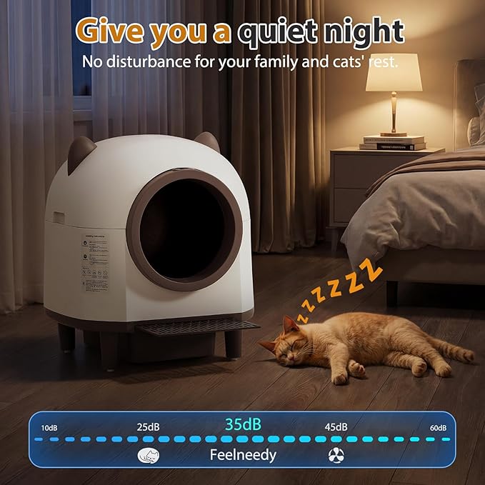 Self-Cleaning Cat Litter Box, Automatic Litters Box for Multiple Cats, Smart Litter Boxs with App Control, Safety Sensors, Removable Washable Liner