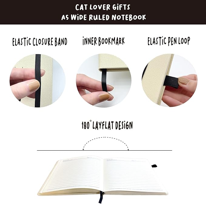 Cat Lover Gifts Women, Black Cat Journal 200 Pages Engraved Notebook A5 Lined with Pen, Black Cat Gift, Cat Humor Themed Gifts for Cat People, Crazy Cat Lady, Cat Owner, Cat Mom Birthday Christmas