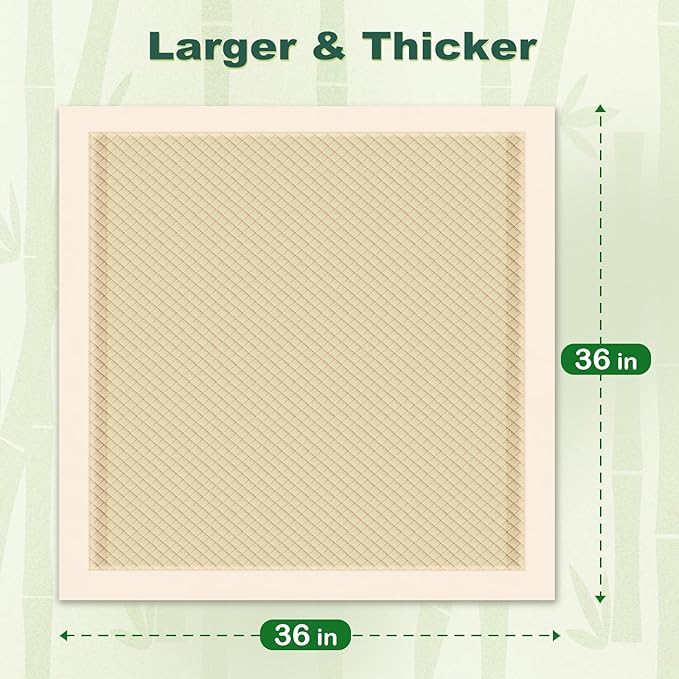 MIZOK Pee Pads for Dogs 36x36in Bamboo Dog Pee Pads, Dog Pads Extra Large Super Absorbent Odor Eliminating Leak-Proof Puppy Pads with Adhesive Tabs, Disposable (30 Counts)