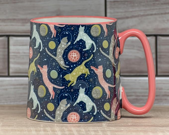 10 Strawberry Street Bella Mug, Cats in Space, Set of 4