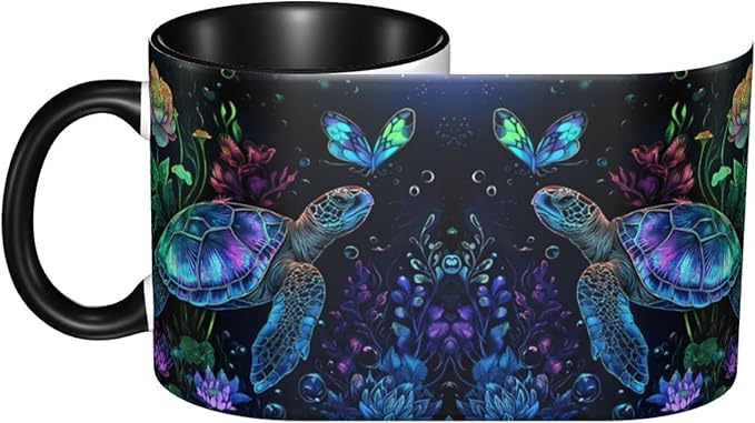 Sea Turtle Coffee Mug Funny Ceramic Tea Cup With Handle Dishwasher Microwave Safe for Women 11oz Porcelain Mugs