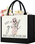 GevGuxLuo Canvas Tote Bag for Women, Cute Pickles Gifts for Pickle Lover,Pickle Lover Gifts Aesthetic Beach Bag Reusable Grocery Bag, Birthday Christmas Gift for Daughter Friend Sister Bestie
