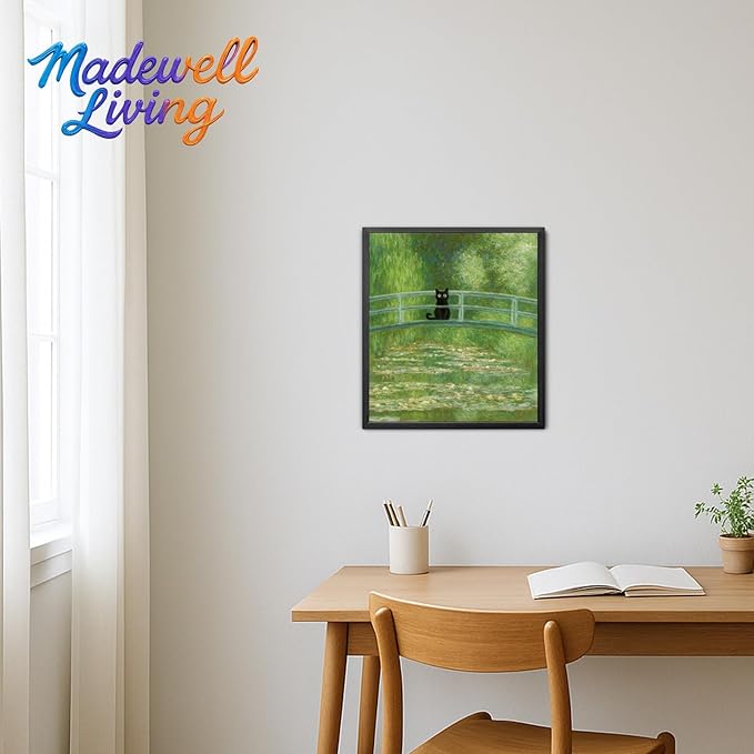 Madewell Living Van Gogh Starry Night with Funny Cat Canvas Print Wall Art - Ready to Hang, Waterproof Living Room & Bedroom Decor