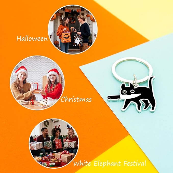 Cute Cat Keychain Halloween Christmas Stocking Stuffers for Women Adults Teens Boys Girls Cat Lover Gift Ideas