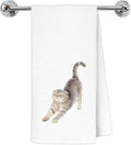 Scottish Fold Cat Kitchen Towels, Cat Owner Gifts Dish Tea Towels for Kitchen Decor, Cute Kitty Kitten Stretching Decorative Hand Towel Bathroom Decor, 16x24 Inch