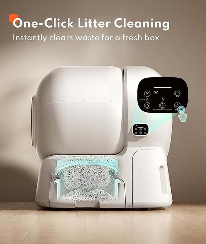 Homerunpet Self Cleaning Litter Box with Raised Ramp - 106L Ultra Large Automatic Cat Litter Box with Anti-Pinch Safety, Auto Refill, One-Click Litter Replacement, App Control for Multi-Cat Homes