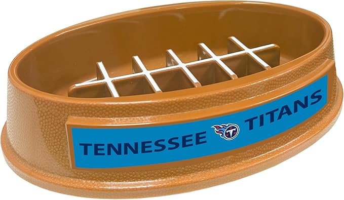 NFL Super-Bowl Tennessee Titans Slow Feeder Dog & Cat Bowl. Football Design for Healthy Digestion. Non-Slip for Large & Small Pets
