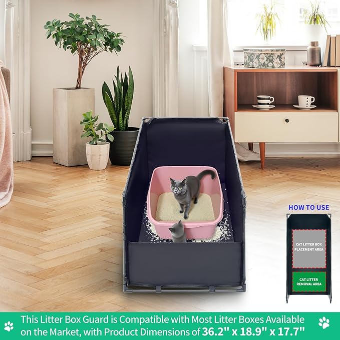 Extra Large Cat Litter Box Enclosure–Big Covered Litterbox with High Front Splash Guard, Waterproof&Portable Litter Box Cover for Indoor Cats,Kittens,Multiple Pets (Large)
