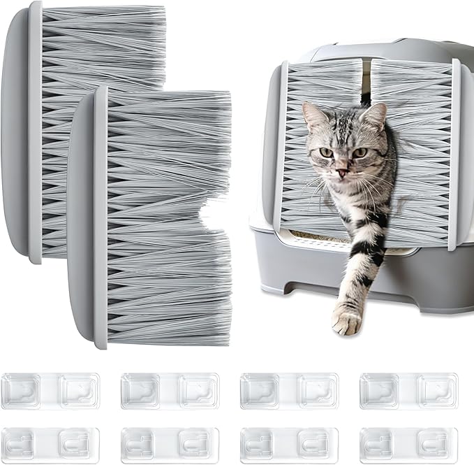 Cat Litter Mat Broom for Litter and Cat Hair Remove, Self-Cleaning Fur Catcher, Easy to Clean Litter Box Accessories for Cat Doors and Indoor Doorways