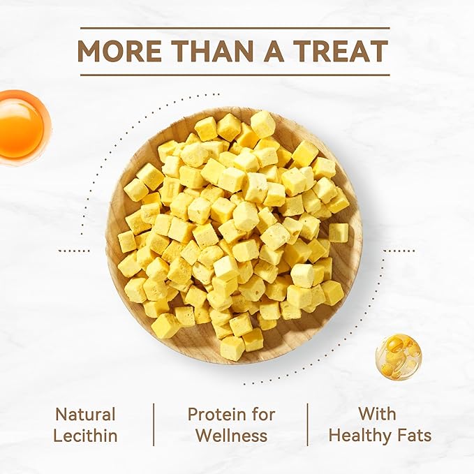 Freeze-Dried Cat Treats, Simple Egg Yolk with Salmon Oil Added for Skin and Coat Support, 3.5 oz, Premium Cat Food Toppers and Snacks