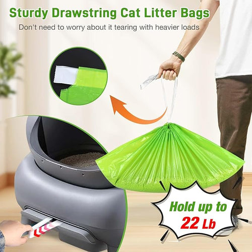 100 Count Cat Litter Bags Liners Compatible with Neakasa M1 and Petpivot Self Cleaning Cat Litter Box Replaced Waste Bags with Drawstring Heavy Duty Leak-proof 27" x 13"