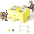 Interactive Cat Toys for Indoor Cats, 2-in-1 Cat Toys Interactive for Bored Indoor Adult Cats, Automatic Electronic Feather Cat Toy, 4 Holes Mole, Rotating Feather, USB Rechargeable