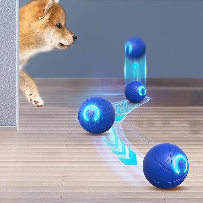 Interactive Cat Toy Ball - Automatic Cat Toy, USB Interactive Dog Ball Toy, Rolling Ball Dog Toy, Rechargeable Dog Interactive Toys Dog Ball with LED Light, Indoor Active Rolling Toys for Indoor Play